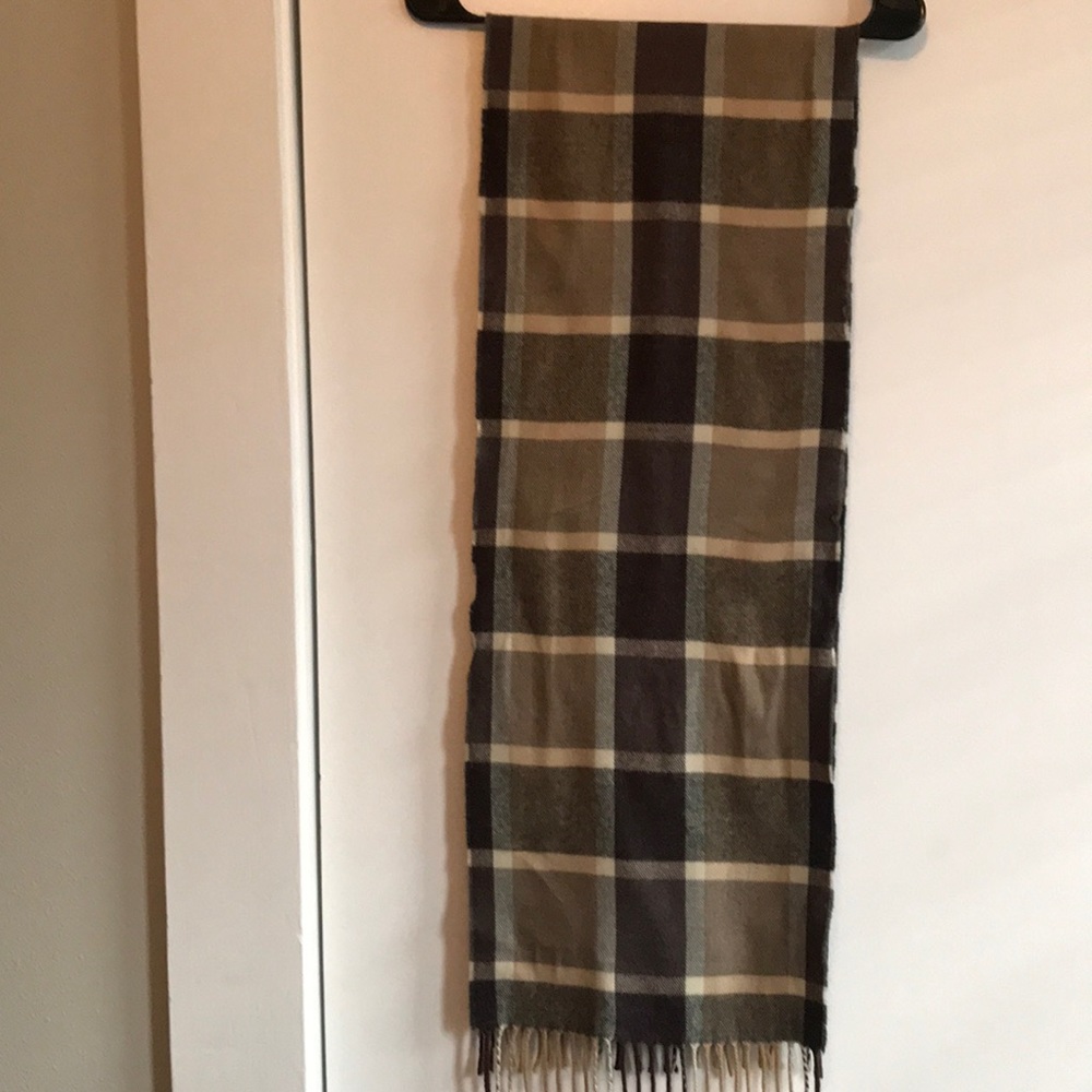 100% Cashmere brown plaid scarf
